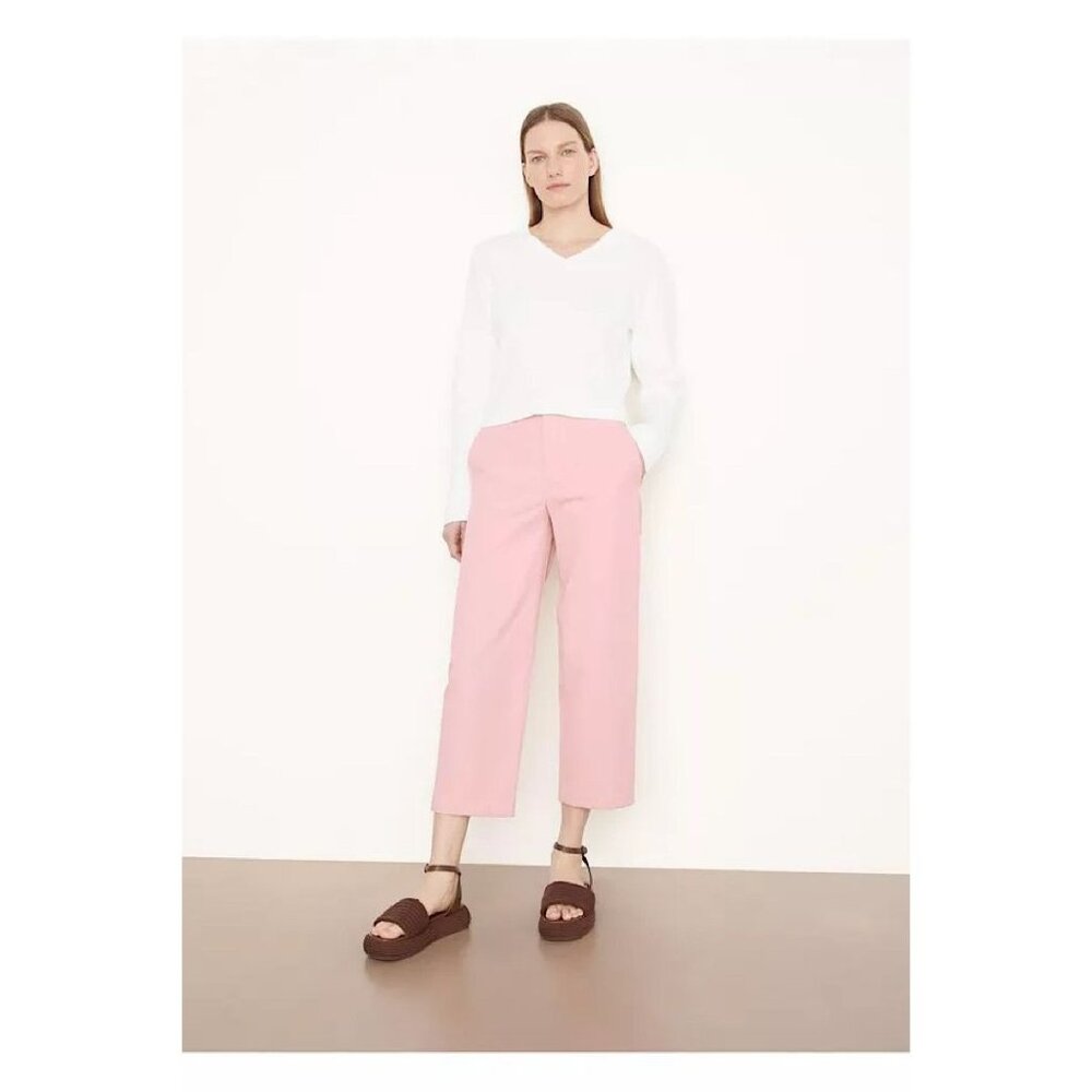 Vince Washed Cotton Low Rise Straight Leg Ankle Cropped Chino Pants Rose Pink - Picture 1 of 9